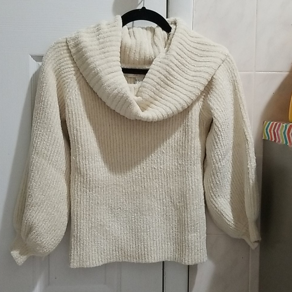 Forever 21 Cream Ribbed Turtleneck